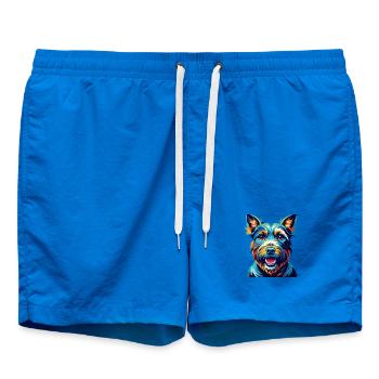 Welsh Terrier Dog Breed Colorful Cartoon Kawaii - Swim Trunks - cobalt blue - Front