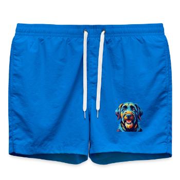 Black Russian Terrier Dog Breed Cartoon Kawaii - Swim Trunks - cobalt blue - Front