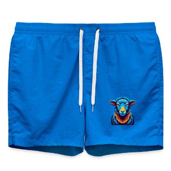 Sheep Colorful Kawaii Cartoon Character Clipart - Swim Trunks - cobalt blue - Front
