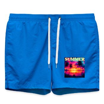 Été Palmier Sunset Rétro - Short de bain - cobalt blue - Devant