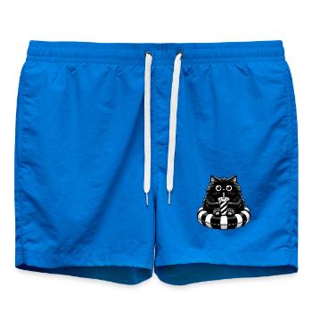 Süße fette schwarze Katze mit Soda: Lazy Summer Vibes - Badeshorts - Cobalt blue - Vorne