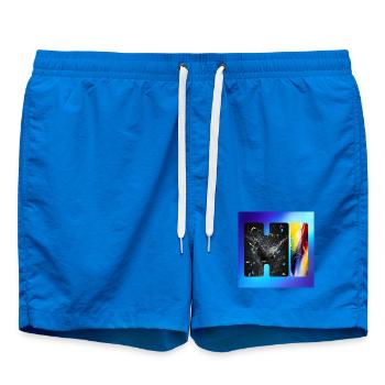 Schwarze Splatter-Abstraktion - Badeshorts - Cobalt blue - Vorne
