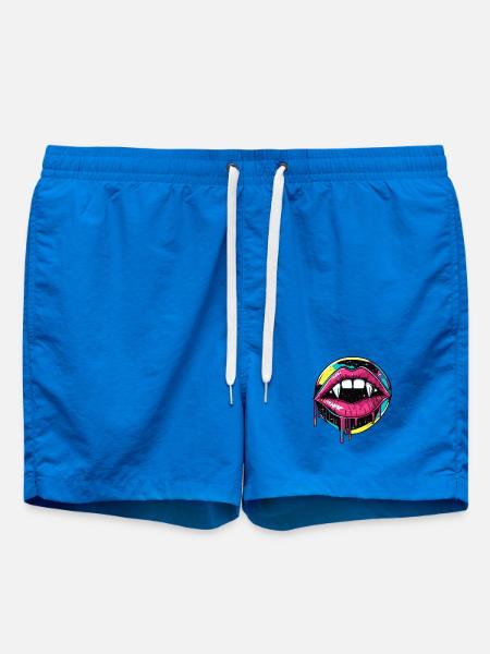 Vampire Lips Halloween 90s Vaporwave - Swim Trunks - cobalt blue