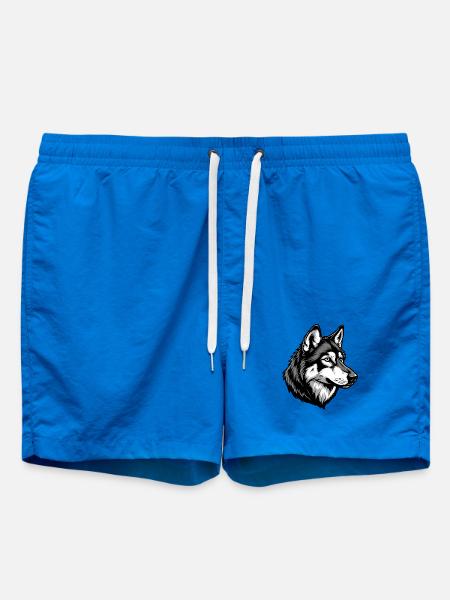 Porträtillustration eines atemberaubenden Wolfes - Badeshorts - Cobalt blue