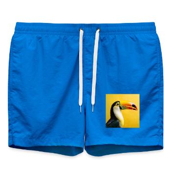 Tukan-Vogel auf tropischen gelben Hintergrundfarben - Badeshorts - Cobalt blue - Vorne - AI Model Male 185 light (185cm)