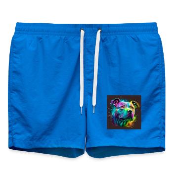 Tête de staffie illustration popart - 082 - Short de bain - cobalt blue - Devant