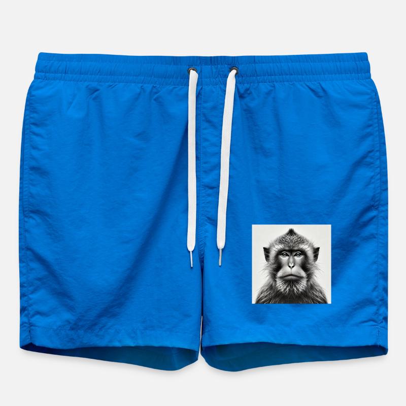 Monkey in grayscale - Swim Trunks - cobalt blue