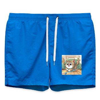 Verspielte Katze im Heim - Badeshorts - Cobalt blue - Vorne