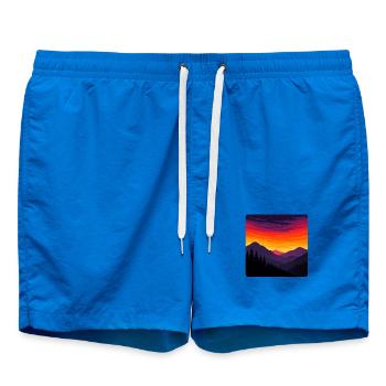 Sonnenuntergang über den wilden Bergen - Badeshorts - Cobalt blue - Vorne - AI Model Male 185 light (185cm)