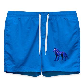 Futuristic Digital Wolf Illustration - Swim Trunks - cobalt blue - Front