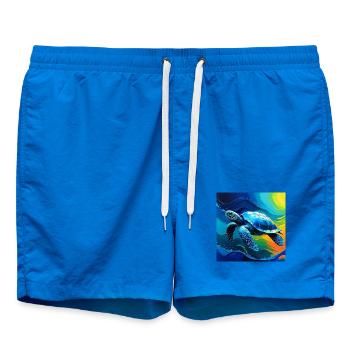 Vivid Marine Turtle Art Design - Swim Trunks - cobalt blue - Front