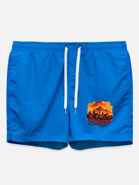 Palermo Stadt Italien Sizilien Silhouette Geschenk - Badeshorts - Cobalt blue