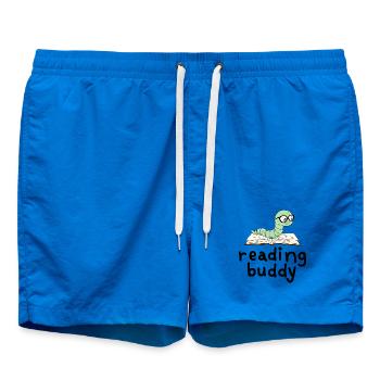 Reading friend Cute bookworm with book - Swim Trunks - cobalt blue - Front