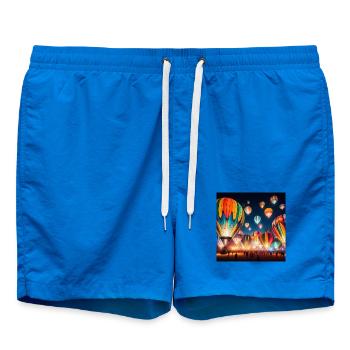 Colorful Night Hot Air Balloons - Swim Trunks - cobalt blue - Front