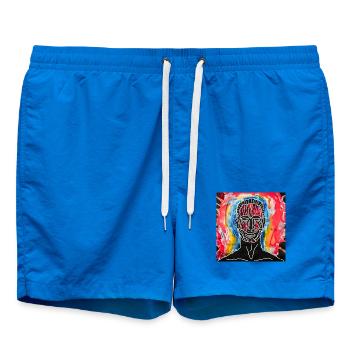 Abstraktes Porträt in leuchtenden Farben - Badeshorts - Cobalt blue - Vorne