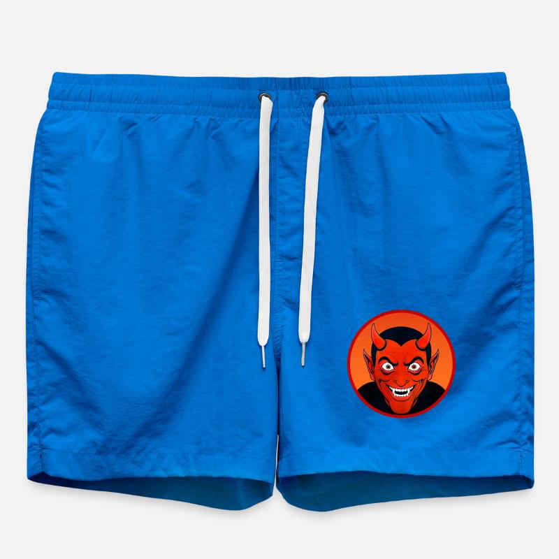 Demonic Devil's Head with Horn - Swim Trunks - cobalt blue