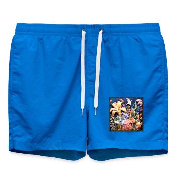 Motif floral en technique de broderie sur bleu foncé - Short de bain - cobalt blue - Devant