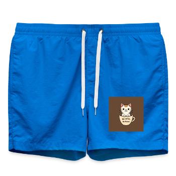 Katzenkaffee Spruch Design - Badeshorts - Cobalt blue - Vorne
