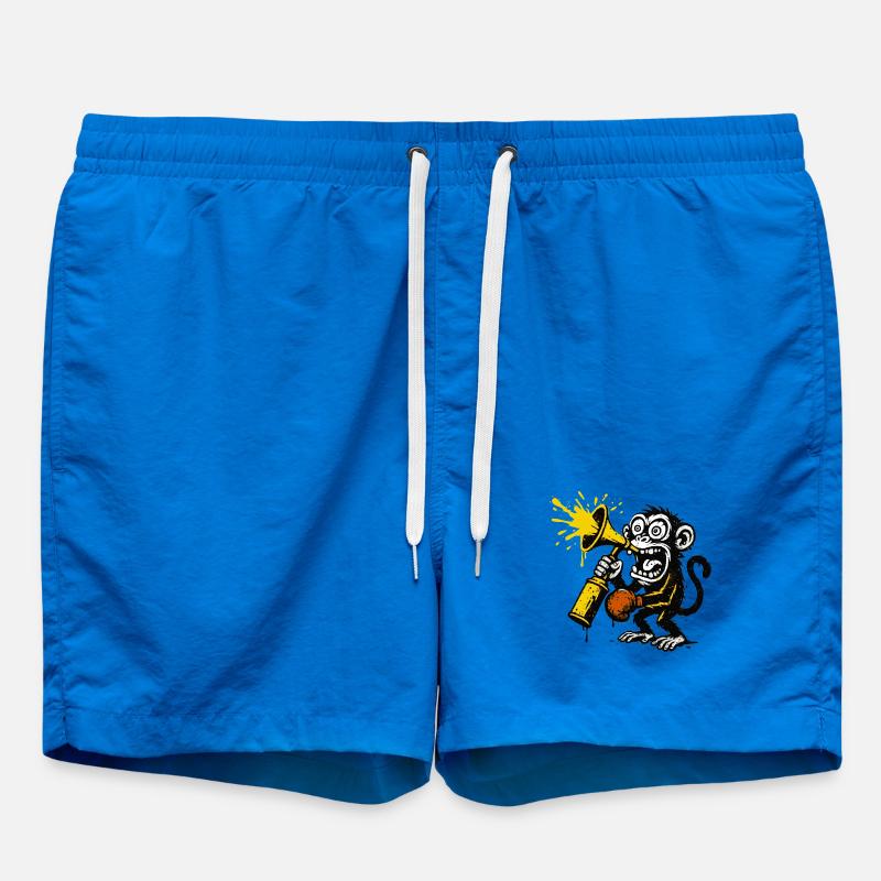 Expressive monkey with megaphone - Swim Trunks - cobalt blue