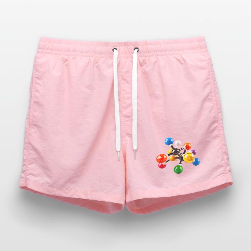 Colorful Molecular Structure Pattern Swim Trunks
