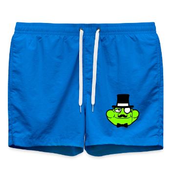 Mr Frog Sir Mr. Rich Monocle Glasses Top Hat - Swim Trunks - cobalt blue - Front