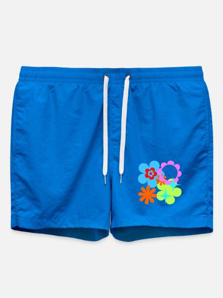 Kunterbunte Blüten und Sterne Psychedelische Flora - Badeshorts - Cobalt blue