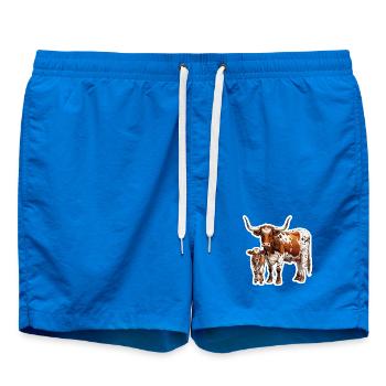 Texas Longhorn avec veau – Fière famille western - Short de bain - cobalt blue - Devant