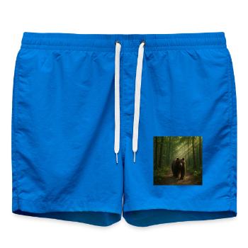 Sunbeams Bear in Forest - Swim Trunks - cobalt blue - Front