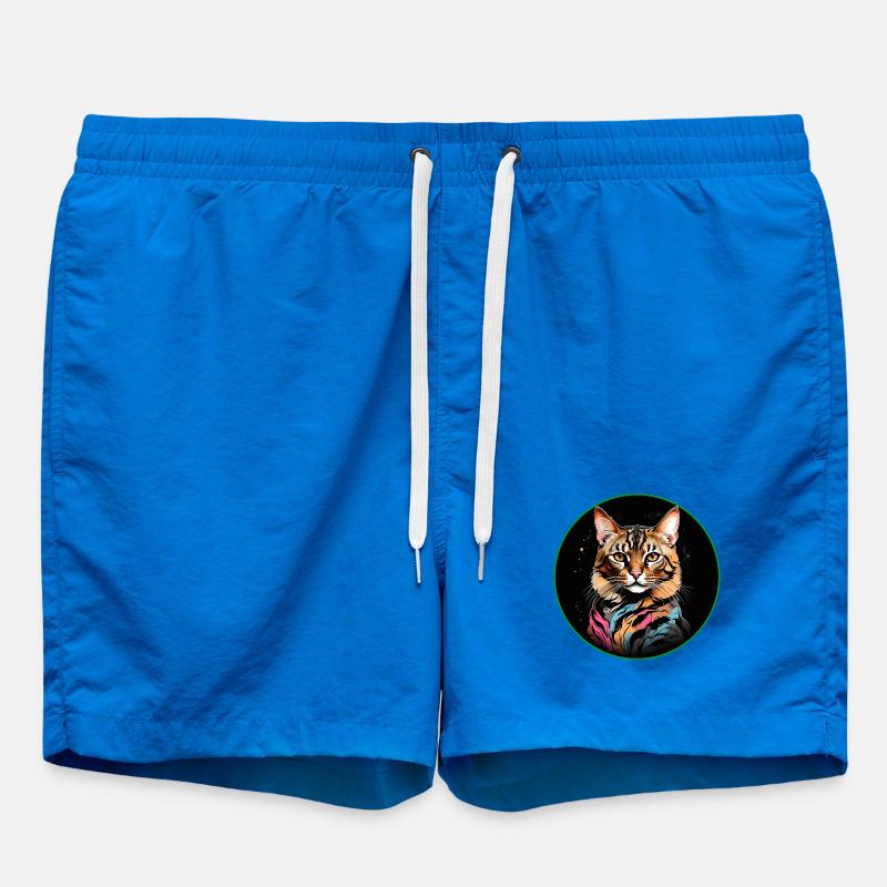 Chat Bengal avec écharpe - Short de bain - cobalt blue
