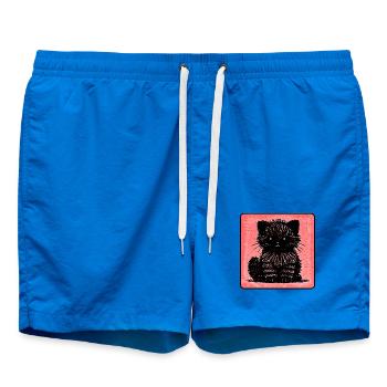 Fuzzy Cat (Red) - Swim Trunks - cobalt blue - Front