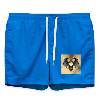 Steampunk Gothic Winged Watch - Swim Trunks - cobalt blue - Front