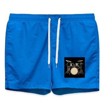 Schwarzsilbernes Drumset Illustration - Badeshorts - Cobalt blue - Vorne