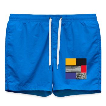 Scandi Art: Abstrakte Geometrie in Rot Blau Orange - Badeshorts - Cobalt blue - Vorne