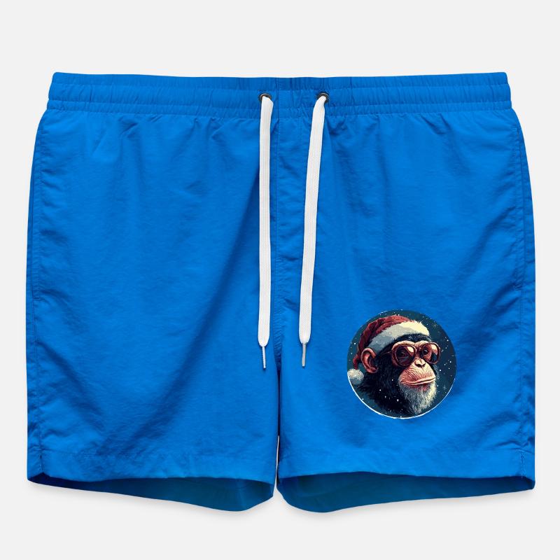 Noël singe avec des lunettes - Short de bain - cobalt blue