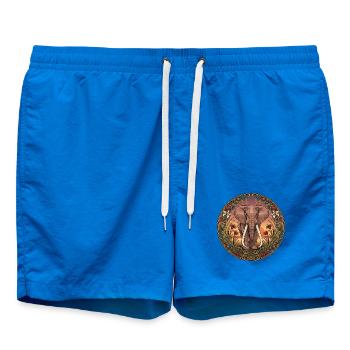 Elephant portrait in a circle of flowers - Swim Trunks - cobalt blue - Front