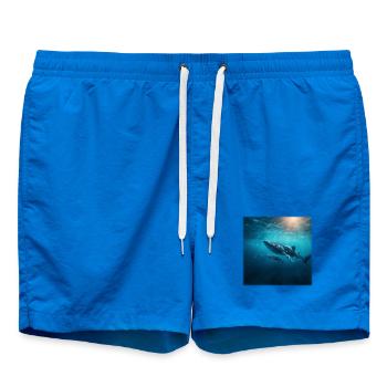 Mère requin-baleine avec bébé nature sous-marine - Short de bain - cobalt blue - Devant
