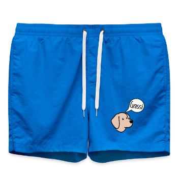Dog walks, dog puppies, walking - Swim Trunks - cobalt blue - Front