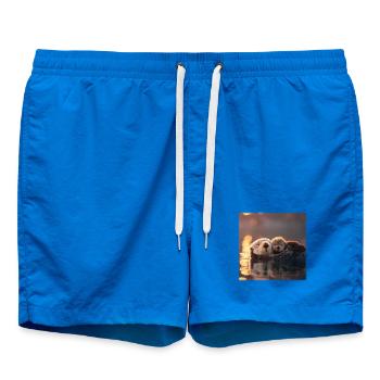 Sea otters and baby otters on the water - Swim Trunks - cobalt blue - Front