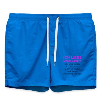 Ich liebe meine Arbeit Neon Pink - Badeshorts - Cobalt blue - Vorne