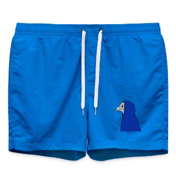 Pigeon in a Hoodie – Urban Minimal Illustration - Swim Trunks - cobalt blue - Front