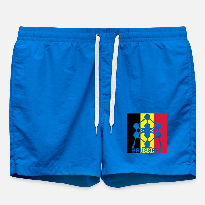 Brussels Atomium – Belgian Flag Square Icon - Swim Trunks - cobalt blue