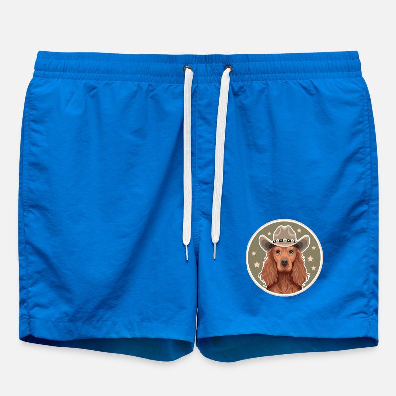 Cocker Spaniel Cowboy - Swim Trunks - cobalt blue