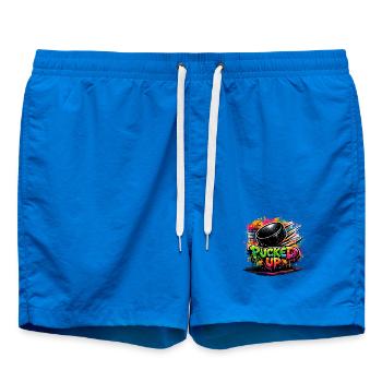 Pucked Up Graffiti Puck - Swim Trunks - cobalt blue - Front