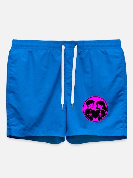 Couple Heart Relationship - Swim Trunks - cobalt blue