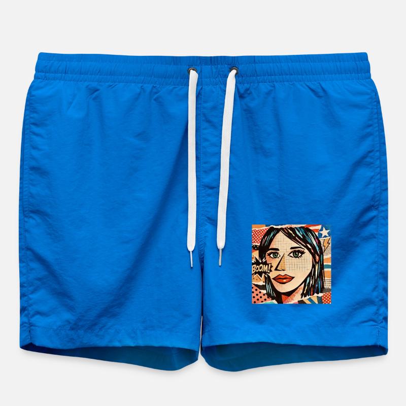 Face Pop Art Boom Collage - Short de bain - cobalt blue
