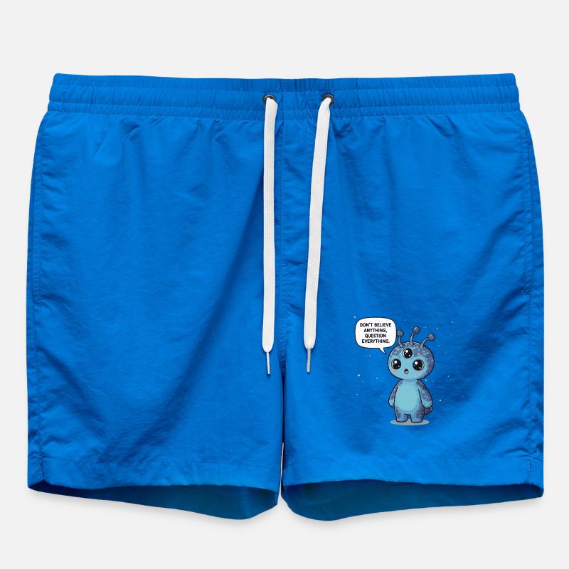 Cute Alien: Statement - Question everything - Swim Trunks - cobalt blue