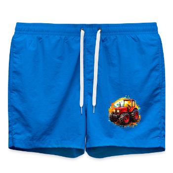 Red tractor with paint splashes - Swim Trunks - cobalt blue - Front