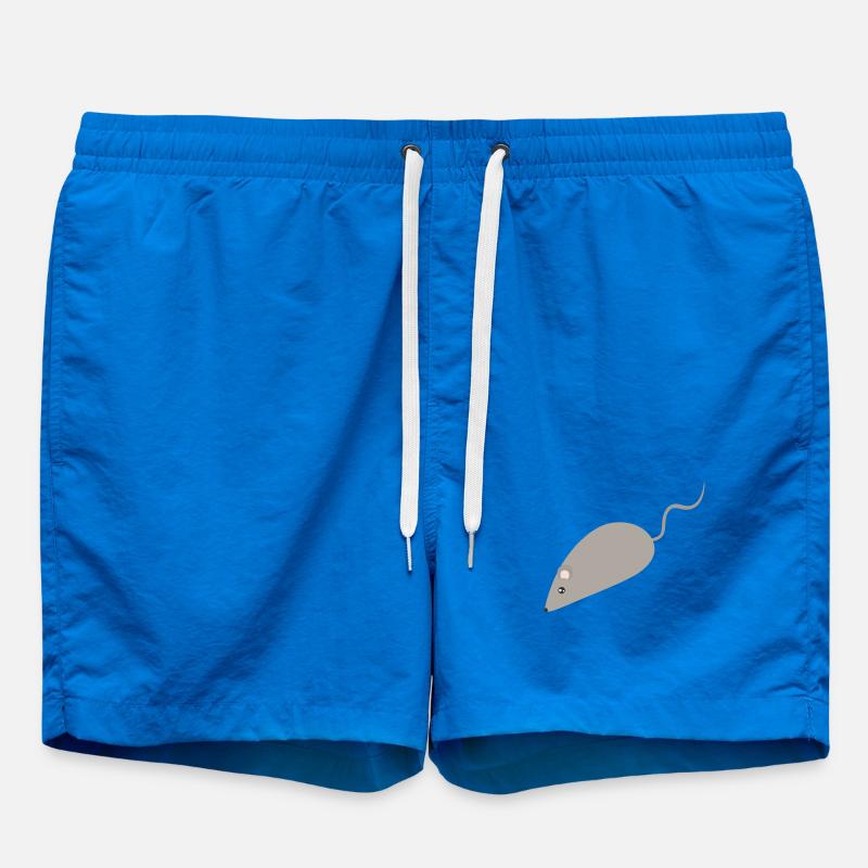 Grey Mouse Minimalist Sketch - Swim Trunks - cobalt blue