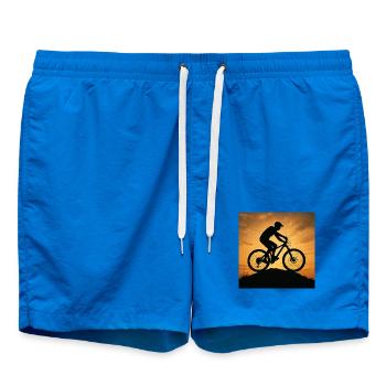 Sunset Mountain Bike Silhouette - Swim Trunks - cobalt blue - Front