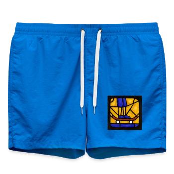 Buntglas-Skateboarder-Grafik - Badeshorts - Cobalt blue - Vorne